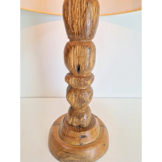 Brutalist Mid-Century Brutalist Wooden Table Lamp, France, 1950s For Sale - Image 3 of 8