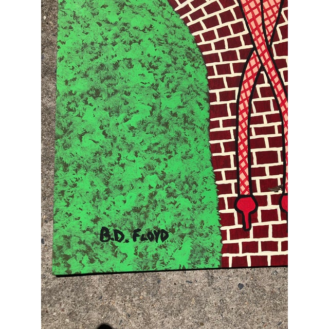 Contemporary Contemporary Original Outsider B.D.Floyd Folk Art Painting “Walk With a View” For Sale - Image 3 of 4