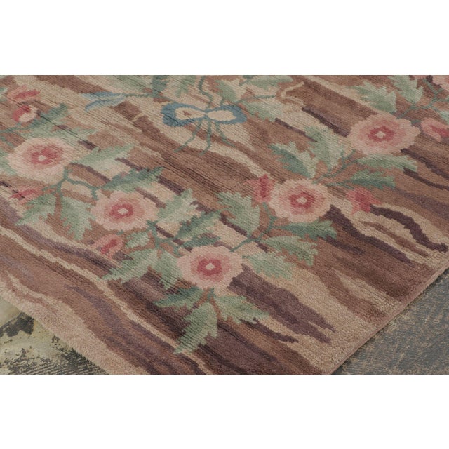 Late 20th Century Rug & Kilim’s Modern Spanish European Rug in Brown With Floral Patterns “Bilbao” For Sale - Image 5 of 7