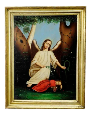 Early 20th Century Unknown - Angel With Sleeping Child