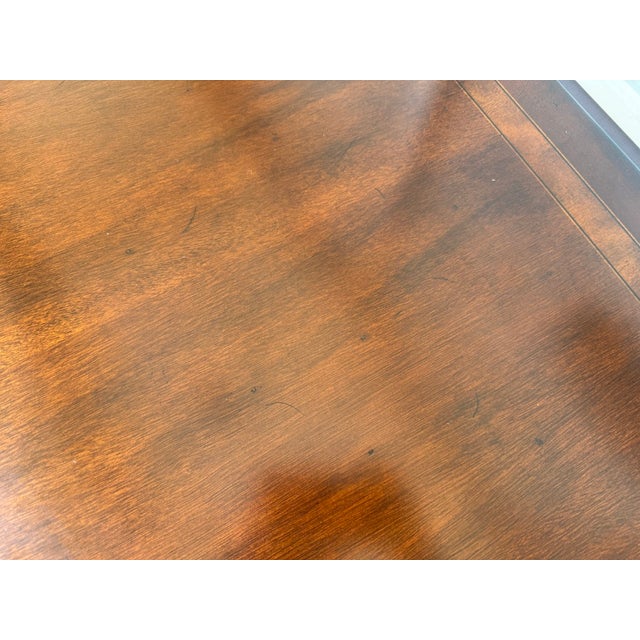Drexel Heritage Banded Mahogany Double Pedestal Dining Table With Two Leaves For Sale - Image 13 of 17