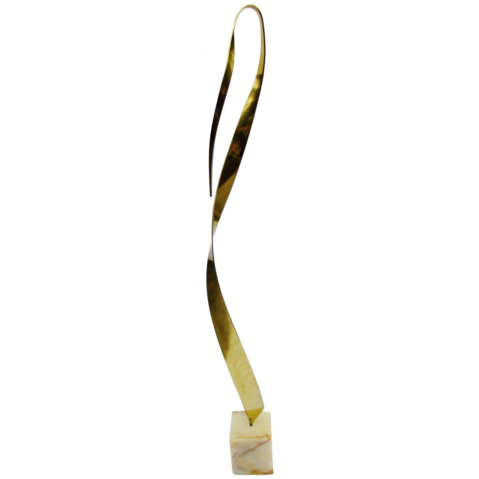Curtis Jere Vintage Brass Ribbon Sculpture | Chairish