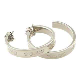 Tiffany & Co Sterling Silver 1837 Hoop Earrings 10.81g, A Pair For Sale