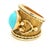 Vintage Italian 18k Gold Turquoise Etruscan Revival Statement Ring, Size 8.5 For Sale - Image 4 of 10