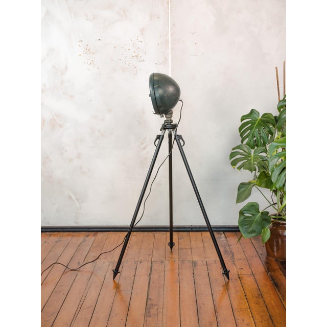 Industrial Military Spotlight Floor Lamp on Original Tripod from Bosch Eisemann, 1960s For Sale - Image 3 of 18