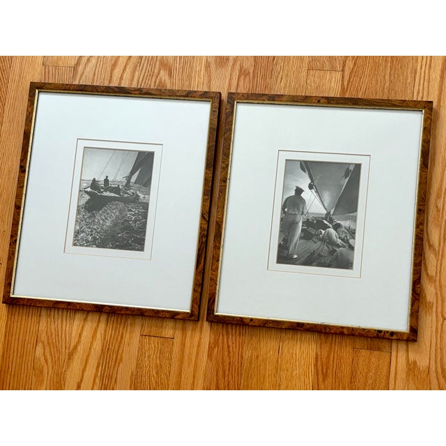 Vintage Framed Nautical Sailor and Sailboat Photographs by Rosenfeld, a Pair For Sale - Image 6 of 8
