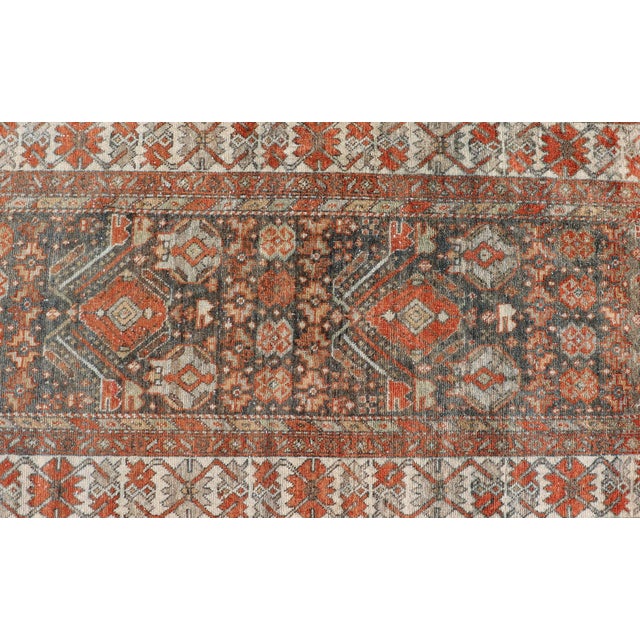 Early 20th Century Fine Antique Persian Malayer Runner in Soft Tones of Blue and Orange 2'10 X 13'8 For Sale - Image 5 of 11