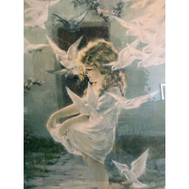 "The Winged Aureole," Lovely Vintage Print, by Bessie Pease Gutmann. Sweet depiction of a young girl in a white dress with...