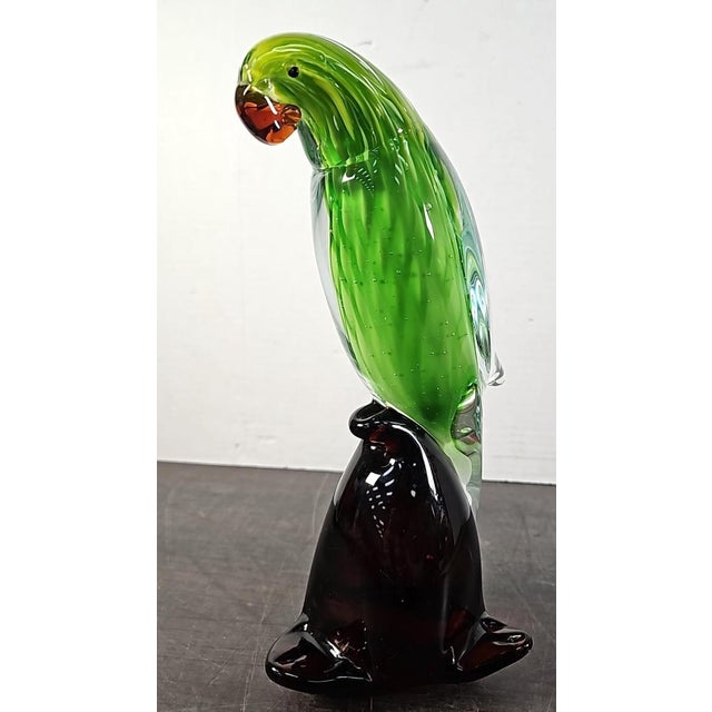 1970s Vintage Dynasty Gallery Murano-Style Cased Glass Parrot For Sale - Image 15 of 15