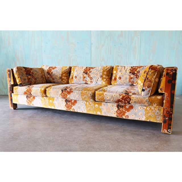 Mid-Century Modern 1960s Attributed to Milo Baughman for Thayer Coggin Sofa Jack Lenor Larsen Primavera For Sale - Image 3 of 15