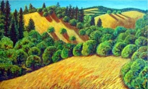 2002 Barbara Dixon Acrylic Landscape Painting on Canvas