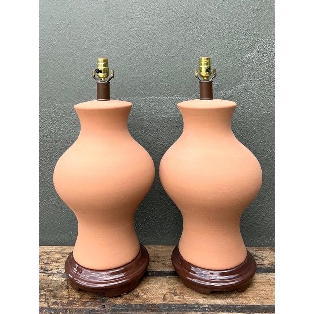 Vintage Terracotta Table Lamps - Pair For Sale - Image 11 of 18