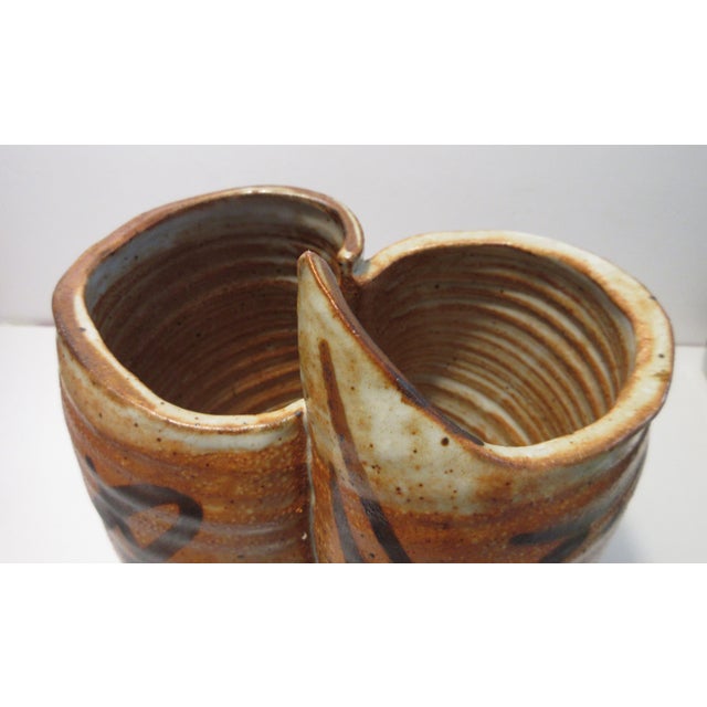 Burnt Umber Vintage David Keyes Early Studio Pottery Vase Pacific Northwest Stoneware MCM 1960s For Sale - Image 8 of 11