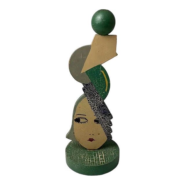 1910s Art Deco Woman's Face Hat Stand For Sale
