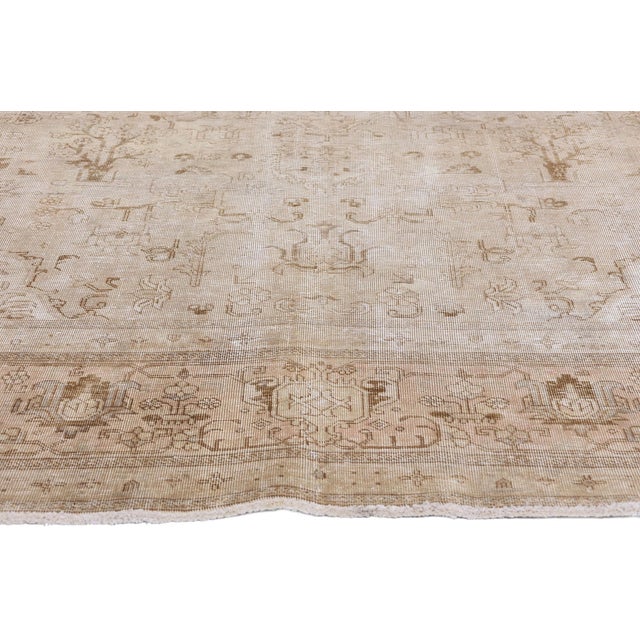 Vintage Earth-Tone Persian Tabriz Rug - 09'10 X 12'07 For Sale - Image 4 of 9