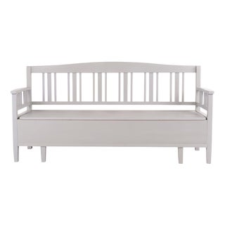Antique Swedish Bench in Grey Painted Pine, 1860s For Sale