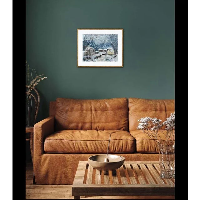 Textile Contemporary Impressionist Winterscape Landscape Oil Painting For Sale - Image 7 of 12