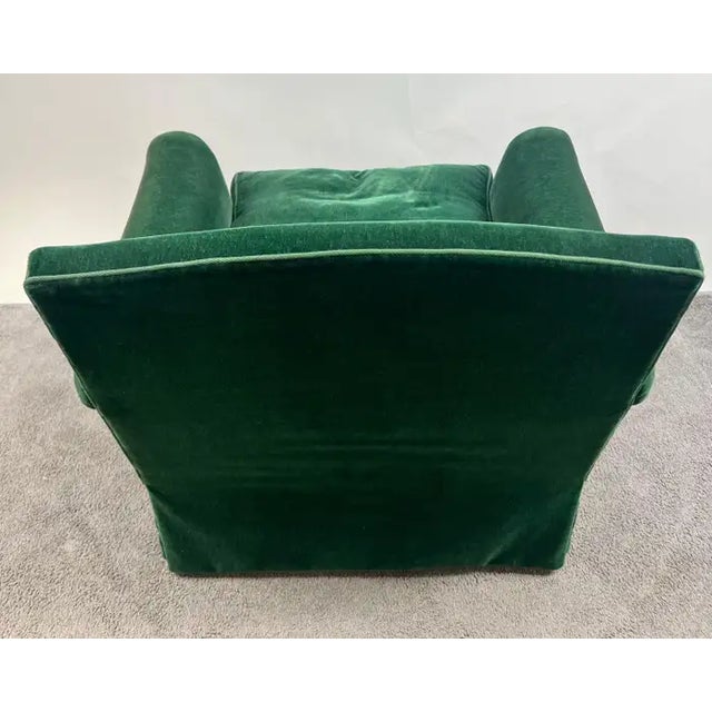 Hollywood Regency Style Custom Overstuffed Emerald Velvet Armchair For Sale - Image 17 of 17