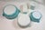 Vintage Pyrex Turquoise "Amish Butterprint" Cinderella Nesting Bowls & Fridgies - 7 pcs For Sale - Image 9 of 12