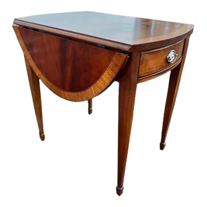 Ethan Allen Federal Style Mahogany Inlaid Pembroke Drop Leaf Table.