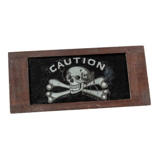 Antique Rog Odd Fellows “Caution” Skull and Crossbones Sign For Sale