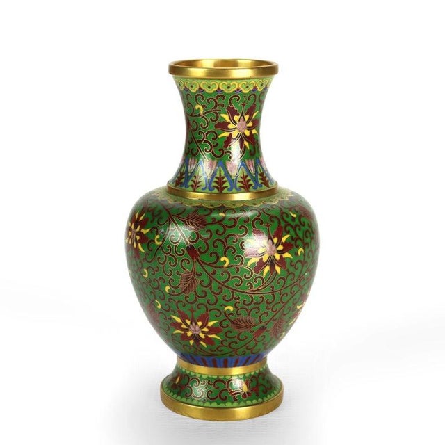 Early 20th Century Chinese Cloisonne Floral Enameled Vase 20thC For Sale - Image 5 of 9
