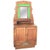 Wood Oak Sideboard, Buffet With Mirror and Original Green Glass For Sale - Image 7 of 7