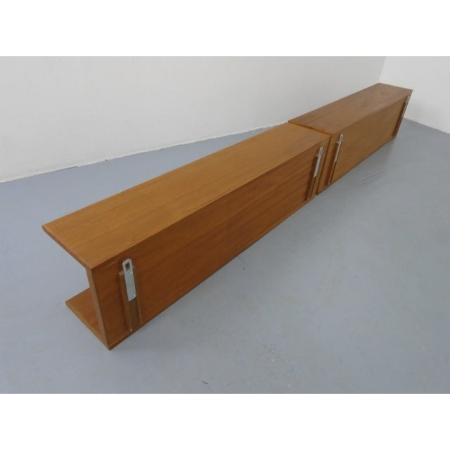 Brown Large Minimalist Teak Wall Shelves, Germany, 1960s, Set of 2 For Sale - Image 8 of 13