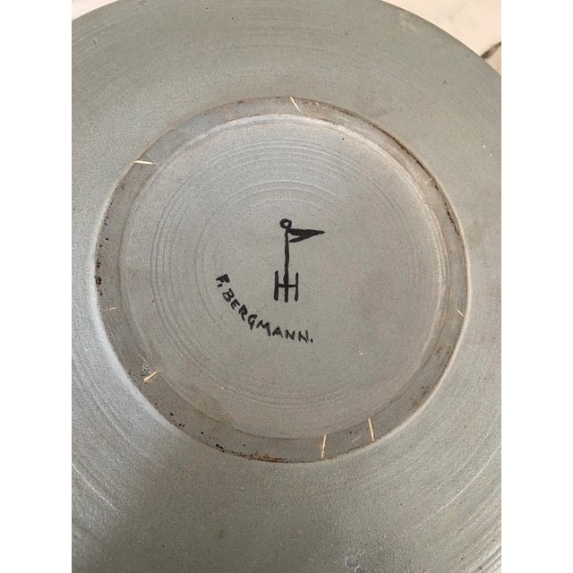 Vintage F. Bergmann Studio Art Pottery Charger For Sale - Image 9 of 10