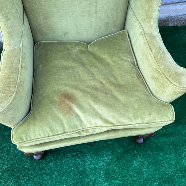Hickory Chair Company Green Crushed Velvet Wingback Chair For Sale In Columbia, SC - Image 6 of 12