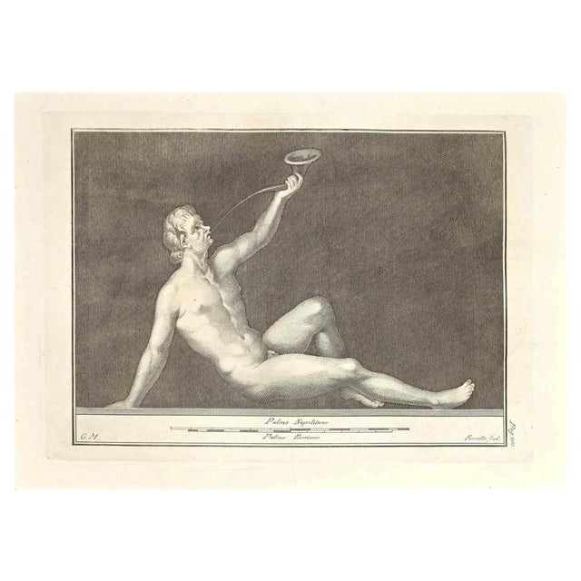 Giovanni Elia Morghen, Ancient Roman Fresco Herculaneum, Original Etching, 18th Century For Sale