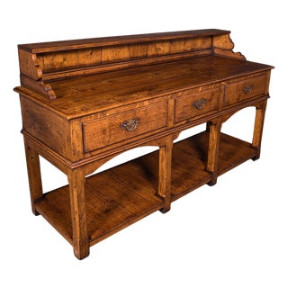 Vintage Suffolk Dresser Base, English, Oak, Victorian Revival, Kitchen Sideboard For Sale