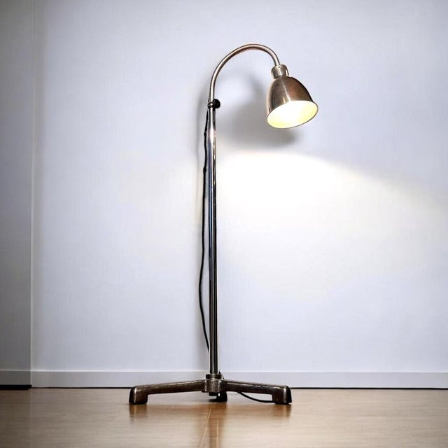 Rare and beautiful floor lamp/reading lamp/doctor's lamp, designed by Christian Dell in the 1930s for the manufacturer...