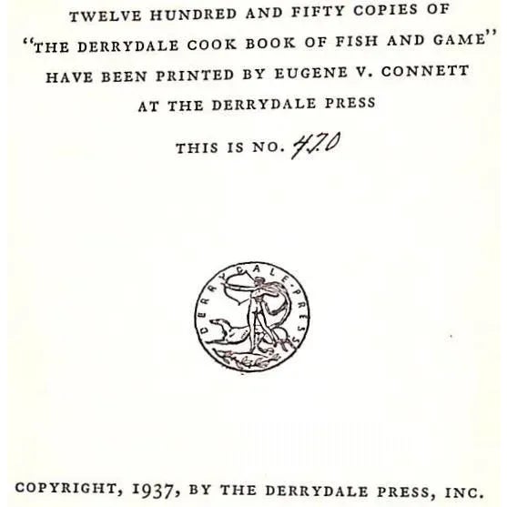 DE GOUY, L.P. Volume I Game [308] pp. Volume II Fish [330] pp. The Derrydale Press 1937 9 1/2" x 6 3/8" Twelve hundred and...