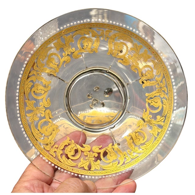 Set of 10 Antique Gilt Decorated Venetian Glass Plates For Sale - Image 9 of 9