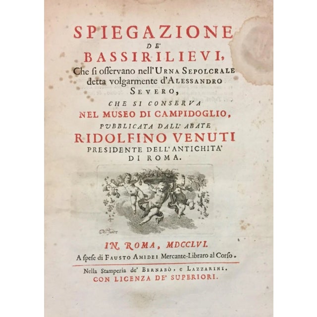 Ridolfino Venuti, Explanation of Bassirelievi Urn That of Alexander Severus, 1756 For Sale
