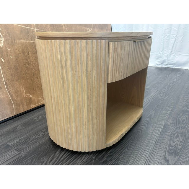 Rh Byron Open Nightstand – 32" Light Oak | American White Oak | Reeded Detail | Soft-Close Drawer For Sale - Image 12 of 18
