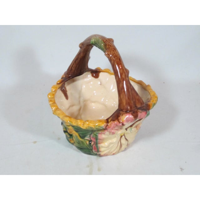 Vintage Majolica Pansy Basket For Sale - Image 9 of 9