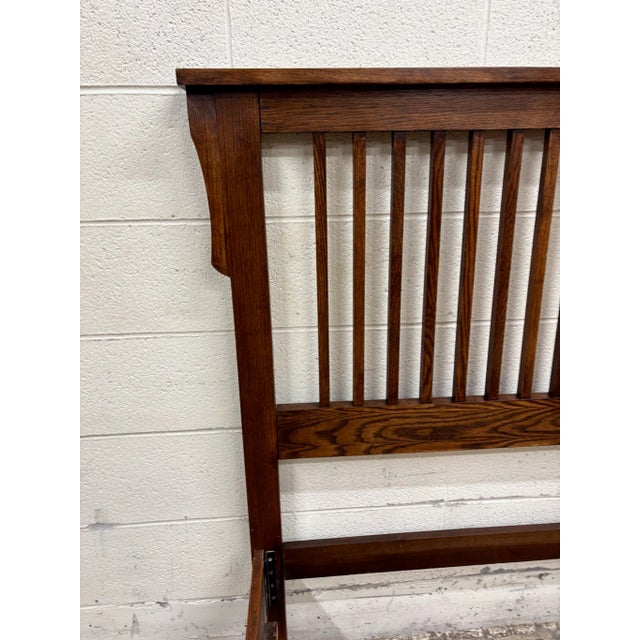 Wood Vintage Queen Size Stickley Style Mission Arts and Crafts Style Oak Bed For Sale - Image 7 of 8