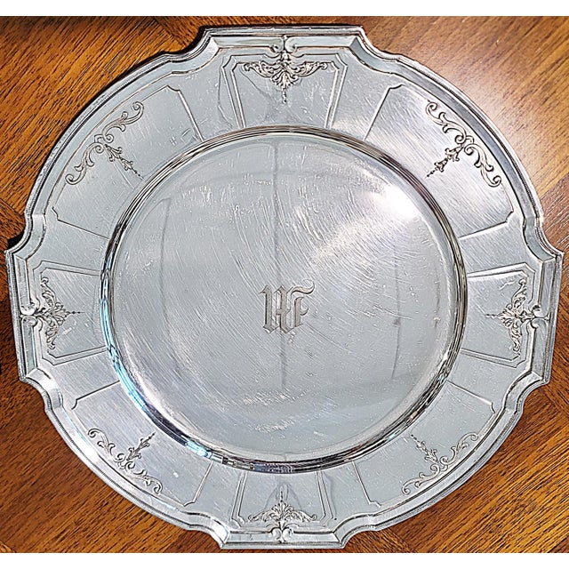1920s Gorham Sterling Silver Charger Plate Set Art Deco - 12 pcs For Sale - Image 9 of 17