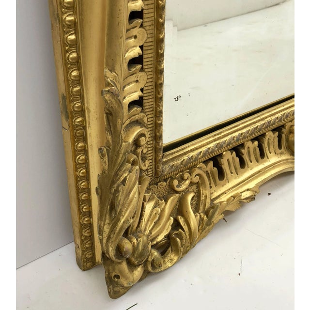 English Rectangular Bevelled Mirror in Gilt Frame (H 35 1/4 X W 27) For Sale - Image 10 of 11