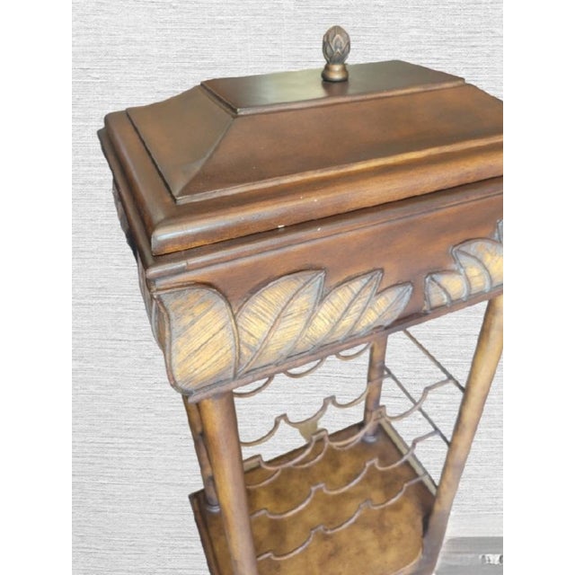 Tropical Palm Leaf Regency Style 9 Bottle Wine Holder Compact Small Bar For Sale In West Palm - Image 6 of 7
