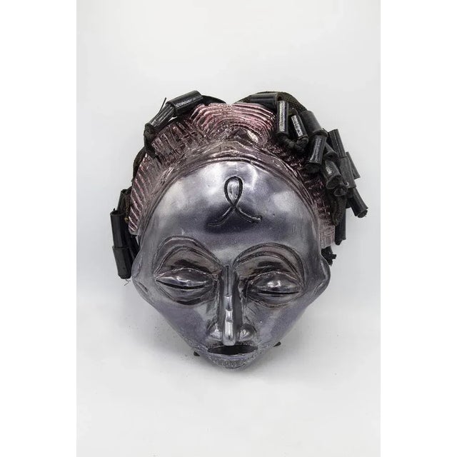 Bomber Bax, Decorated Angola Chokwe Mask, 2022, Paint on Vintage Mask For Sale - Image 10 of 12