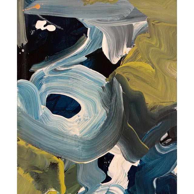 Blue “Tidal Whispers” Original, Acrylic Expressive Abstract Painting by Linda McDonough For Sale - Image 8 of 12