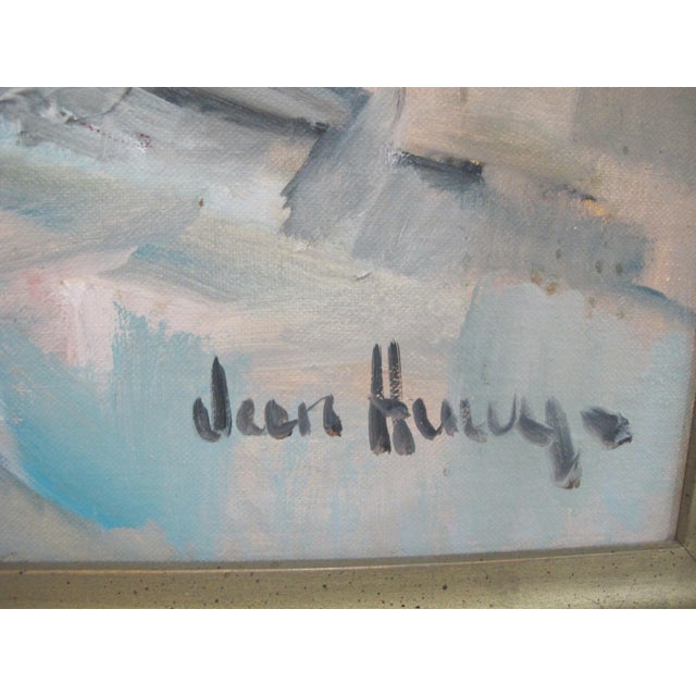 Mid 20th Century Signed Jean Huluy? Framed Abstract Greyhound Dog Oil Impasto Painting For Sale - Image 5 of 9