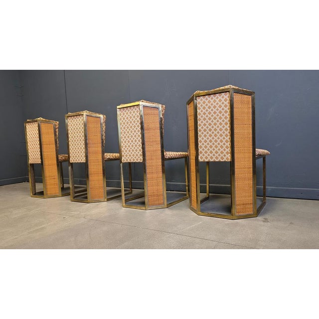 N. 6 Chairs in Brass Metal and Wicker from Mario Sabot, 1970s, Set of 4 For Sale - Image 6 of 13