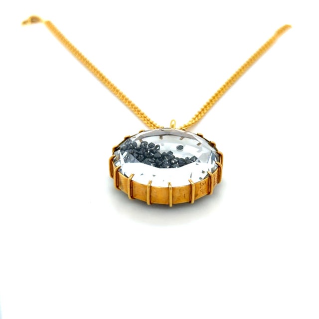 Contemporary Renee Lewis, Black Diamond Shaker Pendant Necklace 18k Yellow Gold For Sale - Image 3 of 5