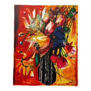 1960s Rodolphe Caillaux Lithograph Bouquet De Fleurs