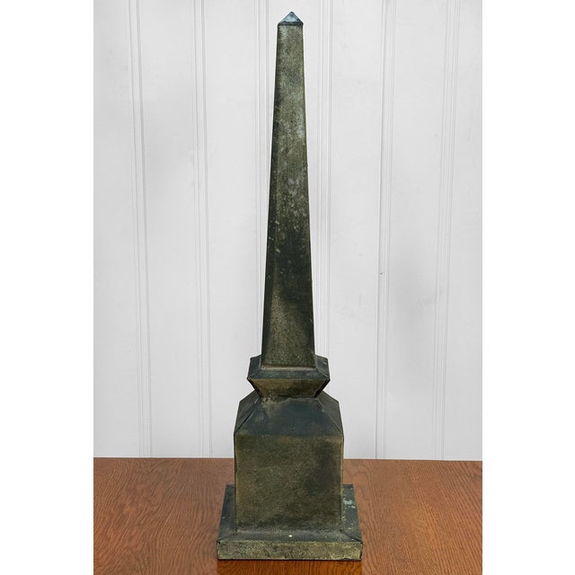Traditional Vintage Traditional Verdigris Metal Garden Obelisk - 24" For Sale - Image 3 of 10