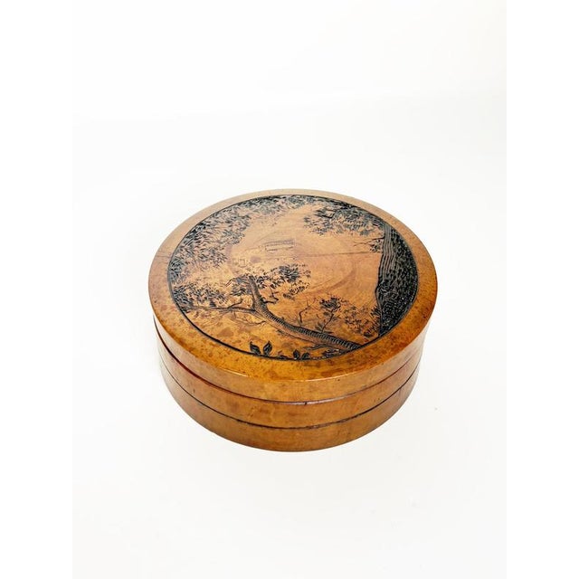 Brown Round Wooden Box, France, 1950s For Sale - Image 8 of 18